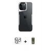 MARSİLYAN™- iPhone 16 Pro Max Kılıf Akış Çizgi Koleksiyonu - Siyah Joko Magic 5D Hayalet Cam + Pers Alüminyum Kamera Lens - GS