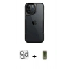 MARSİLYAN™- iPhone 16 Pro Max Kılıf Akış Çizgi Koleksiyonu - Siyah Joko Magic 5D Hayalet Cam + Pers Alüminyum Kamera Lens - GS