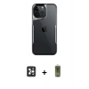 MARSİLYAN™- iPhone 16 Pro Max Kılıf Akış Çizgi Koleksiyonu - Siyah Joko Magic 5D Hayalet Cam + PVD Metal Kamera Lens - SH