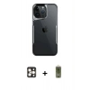 MARSİLYAN™- iPhone 16 Pro Max Kılıf Akış Çizgi Koleksiyonu - Siyah Joko Magic 5D Hayalet Cam + PVD Metal Kamera Lens - GD