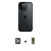 MARSİLYAN™- iPhone 16 Pro Max Kılıf Akış Çizgi Koleksiyonu - Siyah Joko Magic 5D Hayalet Cam + PVD Metal Kamera Lens - SH