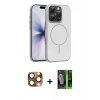 MARSİLYAN™- iPhone 16 Pro Max Kılıf Atlas Asil Prime - Şeffaf 360 Full Body Arka Koruyucu + Pers Alüminyum Kamera Lens - CLTM