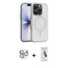 MARSİLYAN™- iPhone 16 Pro Max Kılıf Atlas Asil Prime - Şeffaf Pasifik Cam Ekran Koruyucu + Gümüş Pers Alüminyum Kamera Lens