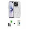 MARSİLYAN™- iPhone 16 Pro Max Kılıf Atlas Asil Prime - Şeffaf Pasifik Cam Ekran Koruyucu + Siyah Raze Metal Kamera Lens