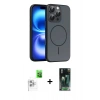 MARSİLYAN™- iPhone 16 Pro Max Kılıf Atlas Asil Prime - Siyah 360 Mat Full Body Arka Koruyucu + Raze Metal Kamera Lens - BZ