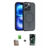 MARSİLYAN™- iPhone 16 Pro Max Kılıf Atlas Asil Prime - Siyah 360 Mat Full Body Arka Koruyucu + Raze Metal Kamera Lens - CLTM