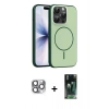 MARSİLYAN™- iPhone 16 Pro Max Kılıf Atlas Asil Prime - Siyah 360 Mat Full Body Arka Koruyucu + Gri Pers Alüminyum Kamera Lens