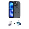 MARSİLYAN™- iPhone 16 Pro Max Kılıf Atlas Asil Prime - Siyah 3D Antistatik Cam Ekran Koruyucu + Bilvis Titan Kamera Lens - TMGI
