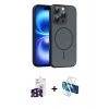 MARSİLYAN™- iPhone 16 Pro Max Kılıf Atlas Asil Prime - Siyah 3D Antistatik Cam Ekran Koruyucu + Bilvis Titan Kamera Lens - SH
