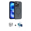 MARSİLYAN™- iPhone 16 Pro Max Kılıf Atlas Asil Prime - Siyah 3D Antistatik Cam Ekran Koruyucu + Pers Alüminyum Kamera Lens - GS