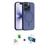 MARSİLYAN™- iPhone 16 Pro Max Kılıf Atlas Asil Prime - Siyah 3D Antistatik Cam Ekran Koruyucu + Raze Metal Kamera Lens - BZ