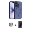 MARSİLYAN™- iPhone 16 Pro Max Kılıf Atlas Asil Prime - Siyah 3D Antistatik Hayalet Cam Ekran Koruyucu + Pers Alüminyum Kamera Lens - GI