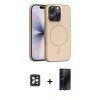 MARSİLYAN™- iPhone 16 Pro Max Kılıf Atlas Asil Prime - Siyah 3D Antistatik Hayalet Cam Ekran Koruyucu + PVD Metal Kamera Lens - SH