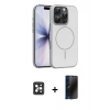 MARSİLYAN™- iPhone 16 Pro Max Kılıf Atlas Asil Prime - Siyah 3D Antistatik Hayalet Cam Ekran Koruyucu + PVD Metal Kamera Lens - SH