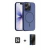 MARSİLYAN™- iPhone 16 Pro Max Kılıf Atlas Asil Prime - Siyah 3D Antistatik Hayalet Cam Ekran Koruyucu + PVD Metal Kamera Lens - SH