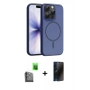 MARSİLYAN™- iPhone 16 Pro Max Kılıf Atlas Asil Prime - Siyah 3D Antistatik Hayalet Cam Ekran Koruyucu + Raze Metal Kamera Lens - SH