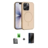 MARSİLYAN™- iPhone 16 Pro Max Kılıf Atlas Asil Prime - Siyah 3D Antistatik Hayalet Cam Ekran Koruyucu + Raze Metal Kamera Lens - SH