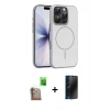 MARSİLYAN™- iPhone 16 Pro Max Kılıf Atlas Asil Prime - Siyah 3D Antistatik Hayalet Cam Ekran Koruyucu + Raze Metal Kamera Lens - CLTM