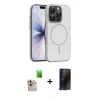 MARSİLYAN™- iPhone 16 Pro Max Kılıf Atlas Asil Prime - Siyah 3D Antistatik Hayalet Cam Ekran Koruyucu + Raze Metal Kamera Lens - NLGY