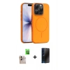 MARSİLYAN™- iPhone 16 Pro Max Kılıf Atlas Asil Prime - Siyah 3D Antistatik Hayalet Cam Ekran Koruyucu + Raze Metal Kamera Lens - NLGY