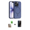 MARSİLYAN™- iPhone 16 Pro Max Kılıf Atlas Asil Prime - Siyah 3D Antistatik Hayalet Cam Ekran Koruyucu + Raze Metal Kamera Lens - CLTM