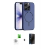 MARSİLYAN™- iPhone 16 Pro Max Kılıf Atlas Asil Prime - Siyah 3D Antistatik Hayalet Cam Ekran Koruyucu + Raze Metal Kamera Lens - BZ