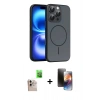 MARSİLYAN™- iPhone 16 Pro Max Kılıf Atlas Asil Prime - Siyah 3D Antistatik Mat Seramik Nano Ekran Koruyucu + Raze Metal Kamera Lens - NLGY