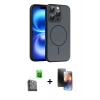 MARSİLYAN™- iPhone 16 Pro Max Kılıf Atlas Asil Prime - Siyah 3D Antistatik Mat Seramik Nano Ekran Koruyucu + Raze Metal Kamera Lens - SH