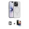 MARSİLYAN™- iPhone 16 Pro Max Kılıf Atlas Asil Prime - Siyah 3D Antistatik Mat Seramik Nano Ekran Koruyucu + Gümüş PVD Metal Kamera Lens