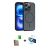 MARSİLYAN™- iPhone 16 Pro Max Kılıf Atlas Asil Prime - Siyah 3D Antistatik Seramik Nano Ekran Koruyucu + Çöl Titanyum Raze Metal Kamera Lens