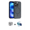 MARSİLYAN™- iPhone 16 Pro Max Kılıf Atlas Asil Prime - Siyah 3D Antistatik Seramik Nano Ekran Koruyucu + Pers Alüminyum Kamera Lens - GI