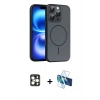 MARSİLYAN™- iPhone 16 Pro Max Kılıf Atlas Asil Prime - Siyah 3D Antistatik Seramik Nano Ekran Koruyucu + PVD Metal Kamera Lens - GD