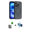 MARSİLYAN™- iPhone 16 Pro Max Kılıf Atlas Asil Prime - Siyah 3D Antistatik Seramik Nano Ekran Koruyucu + Raze Metal Kamera Lens - SH