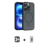 MARSİLYAN™- iPhone 16 Pro Max Kılıf Atlas Asil Prime - Siyah Bilvis 3D Cam Ekran Koruyucu + Gümüş PVD Metal Kamera Lens