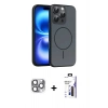 MARSİLYAN™- iPhone 16 Pro Max Kılıf Atlas Asil Prime - Siyah Bilvis 3X AR Hayalet Cam Ekran Koruyucu + Pers Alüminyum Kamera Lens - GI