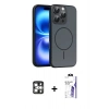 MARSİLYAN™- iPhone 16 Pro Max Kılıf Atlas Asil Prime - Siyah Bilvis 3X AR HD Cam Ekran Koruyucu + PVD Metal Kamera Lens - GS