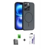 MARSİLYAN™- iPhone 16 Pro Max Kılıf Atlas Asil Prime - Siyah Bilvis 3X AR HD Cam Ekran Koruyucu + Raze Metal Kamera Lens - SH