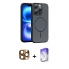 MARSİLYAN™- iPhone 16 Pro Max Kılıf Atlas Asil Prime - Siyah Bilvis 5in1 3D Magic Cam Ekran Koruyucu + Pers Alüminyum Kamera Lens - CLTM