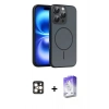 MARSİLYAN™- iPhone 16 Pro Max Kılıf Atlas Asil Prime - Siyah Bilvis 5in1 3D Magic Cam Ekran Koruyucu + PVD Metal Kamera Lens - GD