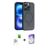 MARSİLYAN™- iPhone 16 Pro Max Kılıf Atlas Asil Prime - Siyah Bilvis 5in1 3D Magic Cam Ekran Koruyucu + Raze Metal Kamera Lens - BZ