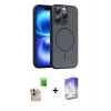 MARSİLYAN™- iPhone 16 Pro Max Kılıf Atlas Asil Prime - Siyah Bilvis 5in1 3D Magic Cam Ekran Koruyucu + Raze Metal Kamera Lens - NLGY
