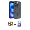 MARSİLYAN™- iPhone 16 Pro Max Kılıf Atlas Asil Prime - Siyah Bilvis 5in1 5D Magic Hayalet Cam Ekran Koruyucu + Pers Alüminyum Kamera Lens - CLTM