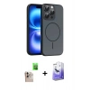 MARSİLYAN™- iPhone 16 Pro Max Kılıf Atlas Asil Prime - Siyah Bilvis 5in1 5D Magic Hayalet Cam Ekran Koruyucu + Raze Metal Kamera Lens - NLGY
