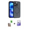 MARSİLYAN™- iPhone 16 Pro Max Kılıf Atlas Asil Prime - Siyah Bilvis 5in1 5D Magic Hayalet Cam Ekran Koruyucu + Raze Metal Kamera Lens - CLTM