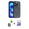 MARSİLYAN™- iPhone 16 Pro Max Kılıf Atlas Asil Prime - Siyah Bilvis 5in1 5D Magic Hayalet Cam Ekran Koruyucu + Raze Metal Kamera Lens - SH