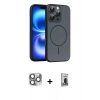 MARSİLYAN™- iPhone 16 Pro Max Kılıf Atlas Asil Prime - Siyah Bilvis Hayalet Cam Ekran Koruyucu + Pers Alüminyum Kamera Lens - GI
