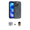 MARSİLYAN™- iPhone 16 Pro Max Kılıf Atlas Asil Prime - Siyah Buffer Cam Ekran Koruyucu + Pers Alüminyum Kamera Lens - GI