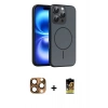MARSİLYAN™- iPhone 16 Pro Max Kılıf Atlas Asil Prime - Siyah Buffer Cam Ekran Koruyucu + Pers Alüminyum Kamera Lens - CLTM