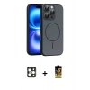 MARSİLYAN™- iPhone 16 Pro Max Kılıf Atlas Asil Prime - Siyah Buffer Cam Ekran Koruyucu + PVD Metal Kamera Lens - GD