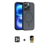 MARSİLYAN™- iPhone 16 Pro Max Kılıf Atlas Asil Prime - Siyah Buffer Cam Ekran Koruyucu + PVD Metal Kamera Lens - SH